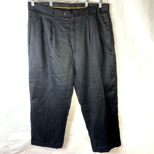 Daniel Elissa Linen Pants Pleated Front Cuffed Leg